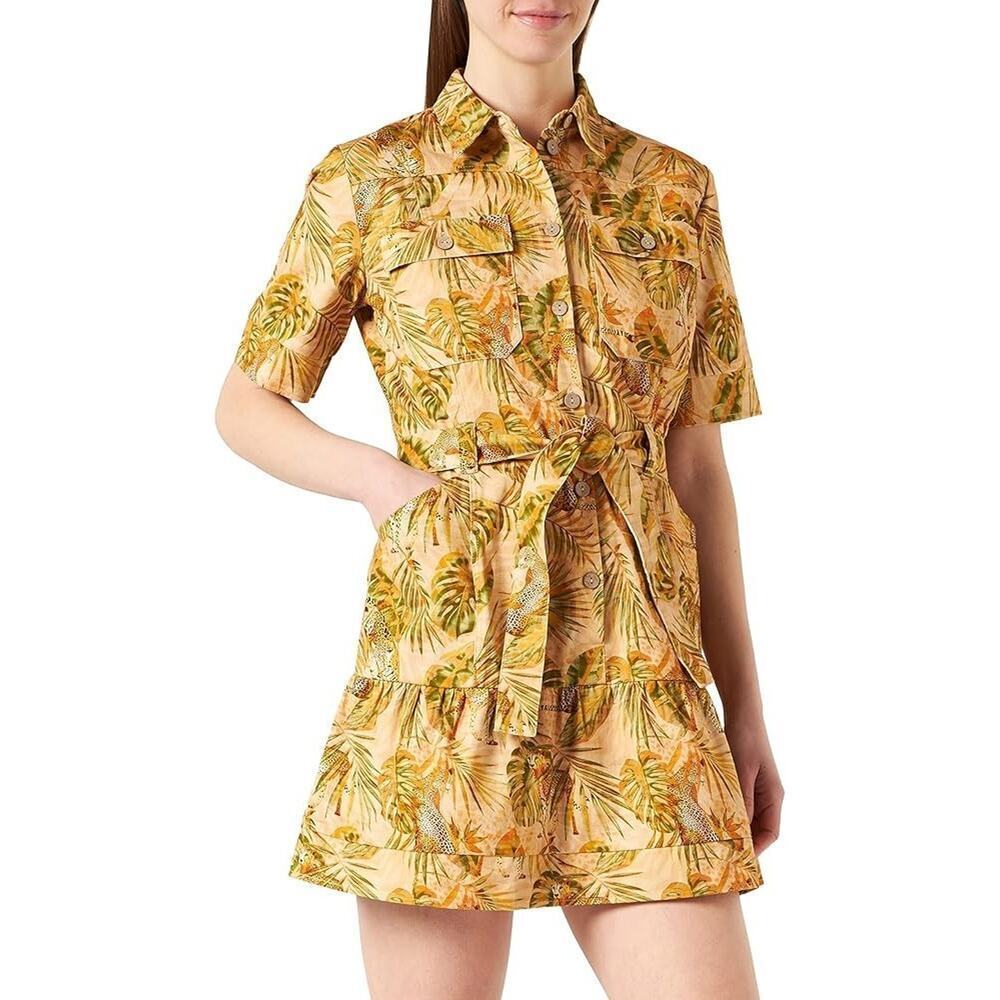 Desigual Safari Dress 22SWVW67 SS22 linen cotton animal print waist belt‎
